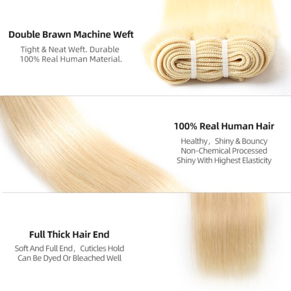 Straight #613 Double Drawn Human Hair Bundles - Image 8
